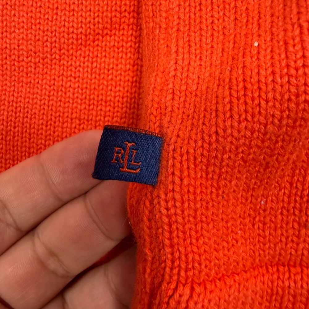 Lauren Ralph Lauren Womens Orange Cotton Knit V-Neck Hoodie Sweater Size M - Picture 6 of 10